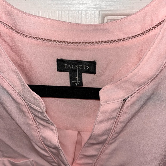 Talbots Soft Pink V-Neck Blouse - Picture 2 of 4